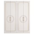 Elegant Modern White Wardrobe With Gold Metal Handles And Decorative Panel For Contemporary Bedroom Storage