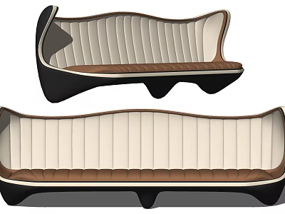 Modern Sectional Sofa With Cream Upholstery Brown Accents And Curved Design 3d model