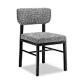 Modern Minimalist Single Chair with Textured Fabric Upholstery and Black Wooden Legs