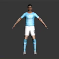 Football Player Wearing Blue Jersey White Shorts Number 2 Standing With Arms Outstretched Dark Background