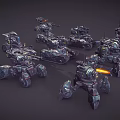 Sci Fi Armored Mechanical Battle Creatures With Intricate Weapon Systems And Tracks 3d model