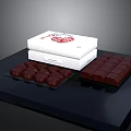 Delicious Dark Chocolate Pieces Arranged With White Gift Box On Tray