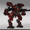 Red Mech Robot With Mechanical Structure Armored Design Dual Cannons And Functional Legs 3d model