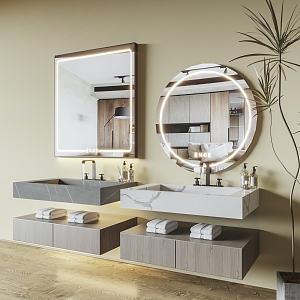 Modern Washbasin Wall-mounted Washbasin Cream Style Washbasin Bathroom Mirror Bathroom Supplies 3d model