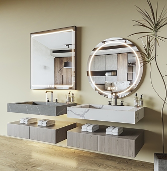 Modern Washbasin Wall-mounted Washbasin Cream Style Washbasin Bathroom Mirror Bathroom Supplies 3d model