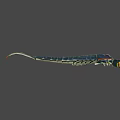 Ancient Sea Creature With Black Body Orange Markings Large Claws And Spiked Tail