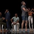 Diverse Group of People Standing Sitting Talking and Looking in Casual Outfits