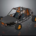 Off Road Dune Buggy With Blue Body Orange Wheels And Open Frame Structure 3d model