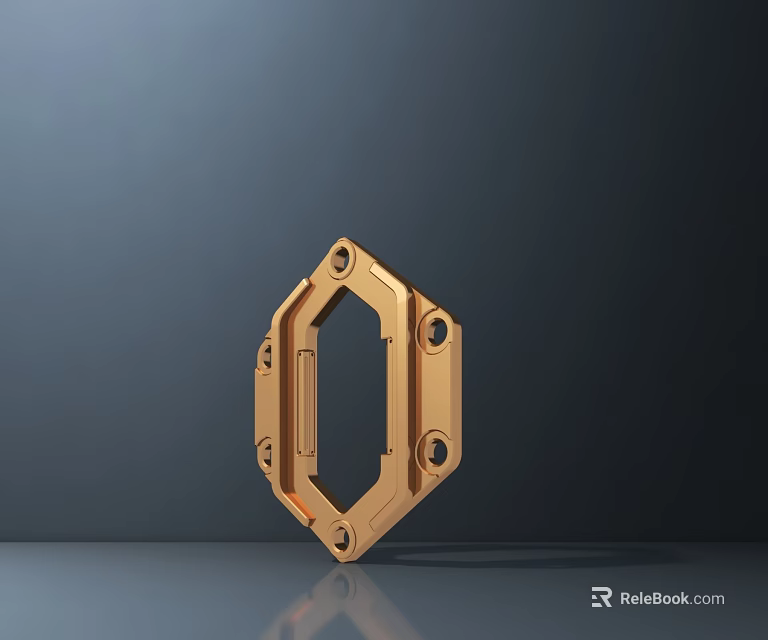 Modern Golden Hexagonal Frame Public Chair With Metal Structural Design 3d model 