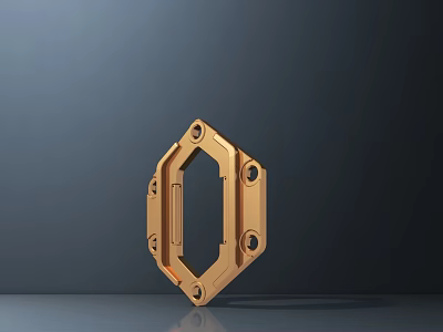 Modern Golden Hexagonal Frame Public Chair With Metal Structural Design 3d model