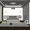Modern Elegant Bedroom Interior With Large Bed Nightstands Soft Rug And Wooden Flooring
