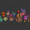 Colorful Aquatic Animals Featuring Striped Spotted Patterns On Dark Reflective Background