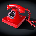 Vintage Red Rotary Dial Telephone Classic Communication Device With Red Handset And Coiled Cord