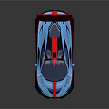 Super Sports Car Blue And Red With Aerodynamic Design Rear Spoiler And Alloy Wheels