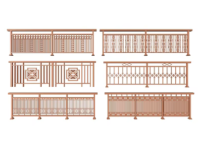 Various Decorative Railing Designs with Intricate Patterns and Stylish Details for Home Use 3d model