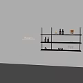 Elegant Modern Gold Wine Rack With Wine Bottles Glasses And Decorative Items