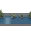 Modern Swimming Pool Design Featuring Blue Water And Decorative Plants On Tile Floor