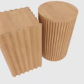 Wooden Side Tables With Round Top And Vertical Grooves Minimalist Design