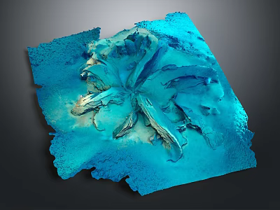 Blue Abstract Decorative Art Piece With Irregular Texture And Organic Forms 3d model