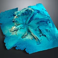 Blue Abstract Decorative Art Piece With Irregular Texture And Organic Forms