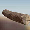 Rustic Stone Wood Log Featuring Natural Bark Texture and Cracked Cross Section