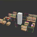 Modern Sofa Coffee Table Combination With Modular Design And Wooden Frames 3d model