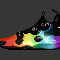 Modern Sports Shoes With Colorful Red Yellow Green Upper And Black Soles Design