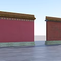 Traditional Red And Brick Red Feature Walls With Yellow Decorative Tops And Green Bases