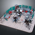Indoor Rehabilitation Room Interior With Wheelchairs Hospital Beds And Training Equipment