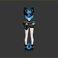 Futuristic Blue Bodysuit Costume With White Pants Boots And Gloves