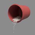 Red Ceramic Bowl With White Salt Granules Spilling Over Gray Surface 3d model