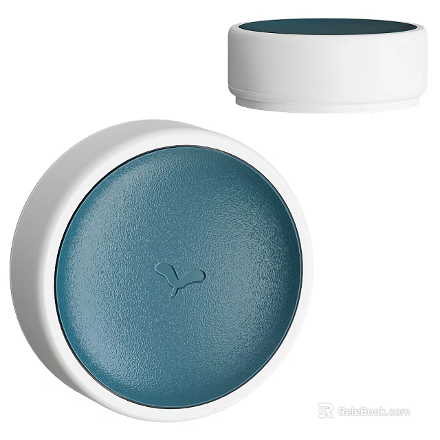 Teal And White Round Portable Speaker With Smooth Surface And Logo Detail 3d model 