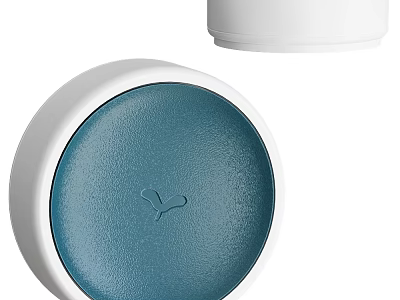 Teal And White Round Portable Speaker With Smooth Surface And Logo Detail 3d model