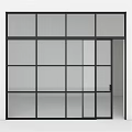Modern Hinged Door With Black Frame And Glass Panel For Interior Design