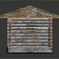Traditional Log Cabin With Moss Covered Roof Wooden Logs Stone Base And Small Window