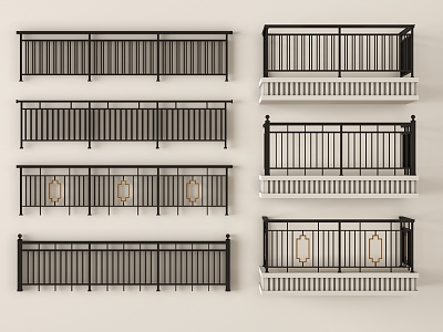 Wrought Iron Railing Guardrail Fence 3d model