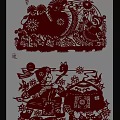 Traditional Red Paper Cut Wall Decor with Classic Folk Figures Animals Flowers and Architecture