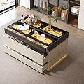 Walk in Closet Interior Design With Central Island Open Drawers And Storage Cabinets