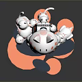 Game And Movie Character With Cat Ears In Hooded Coat Small Cats And Orange Petals