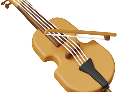 Classic Wooden Violin Featuring Strings Bow And Smooth Body Design For Musicians 3d model