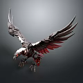 Mechanical Eagle Character Design With Metallic Wings And Red Accents