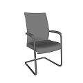 Sleek Black Leather Office Chair With Chrome Frame And Armrests For Workplace Use