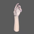 Realistic Human Hand and Arm with Slightly Curved Fingers Against Gray Background