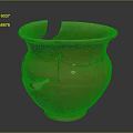Broken Clay Pot With Visible Cracks And Chipped Rim On Dark Background