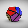Colorful 3D Geometric Polyhedron Puzzle Toy With Yellow Blue Green Brown Faces