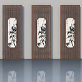 Modern Chinese Style Swing Doors With Bamboo Pattern And Screen Design 3d model