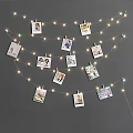 Decorative Photo Wall Display With Clothespins String Fairy Lights And