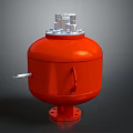 Red Cylindrical Industrial Hardware Tool With Silver Top Components Side Connector Handle And Flange Base 3d model