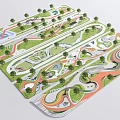 Park Landscape Planning Featuring Various Layouts Paths Green Spaces And Curved Walkways