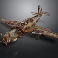 Rusted Metal Aerospace Airplane Model With Intricate Structure Propeller And Wings
